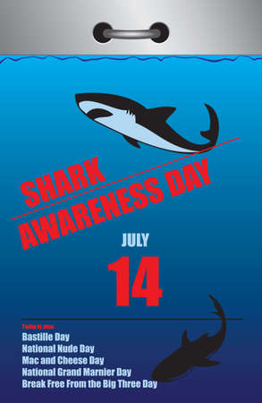 Old style multi-page tear-off calendar for july - Shark Awareness Dayのイラスト素材