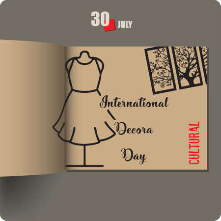 Album spread with a date in July - International Decora Dayのイラスト素材