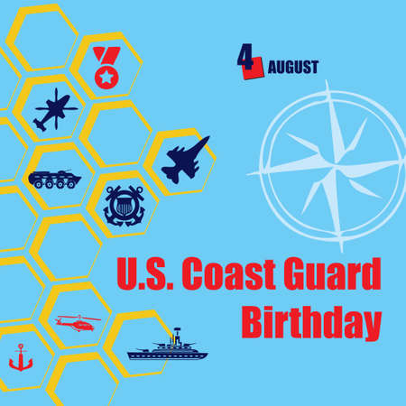 The calendar event is celebrated in August - U.S. Coast Guard Birthdayのイラスト素材