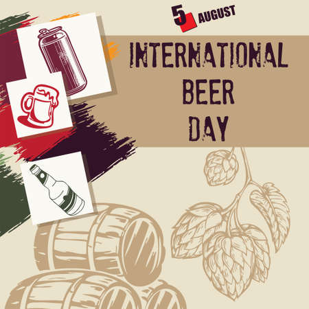 The calendar event is celebrated in august - International Beer Dayのイラスト素材