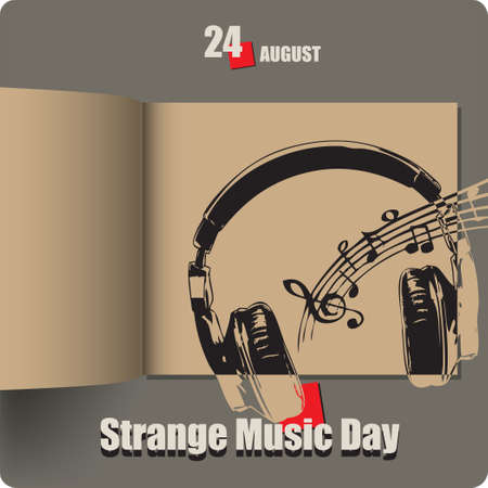 Album spread with a date in August - International Strange Music Dayのイラスト素材