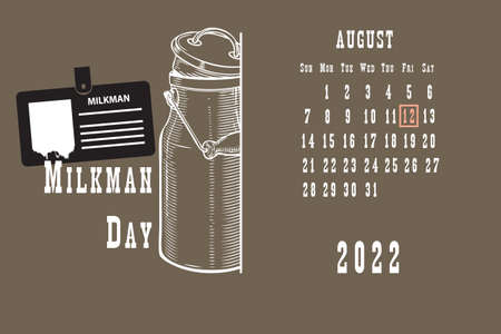 Calendar page with a calendar grid by dates for a holiday event - Milkman Dayのイラスト素材