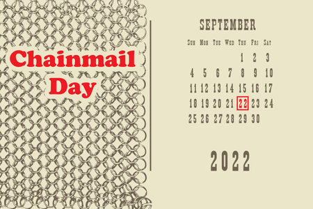 Calendar page with a calendar grid by dates for a holiday event - Chainmail Dayのイラスト素材