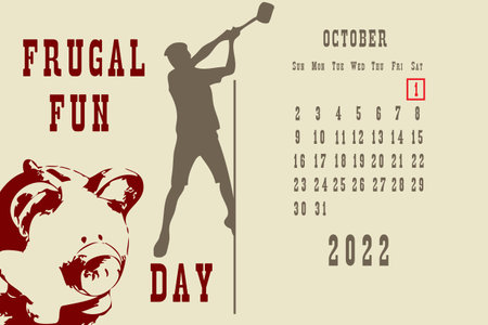 Calendar page with a calendar grid by dates for a holiday event - Frugal Fun Dayのイラスト素材