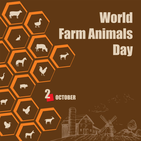 The calendar event is celebrated in October - Farm Animals Dayのイラスト素材