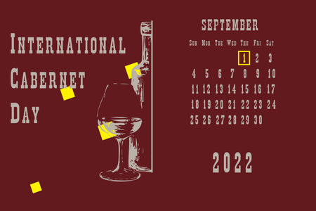 Calendar page with a calendar grid by dates for a holiday event - International Cabernet Dayのイラスト素材