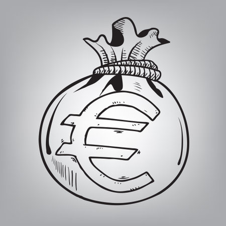 Money bag with euro symbol. Vector illustration.のイラスト素材