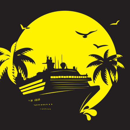 An invitation to travel - Take a Cruise. Vector illustration.のイラスト素材