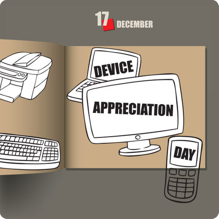 Album spread with a date in December - Device Appreciation Dayのイラスト素材