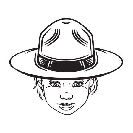 A Young Boy Scout wearing a standard Scout hat.のイラスト素材