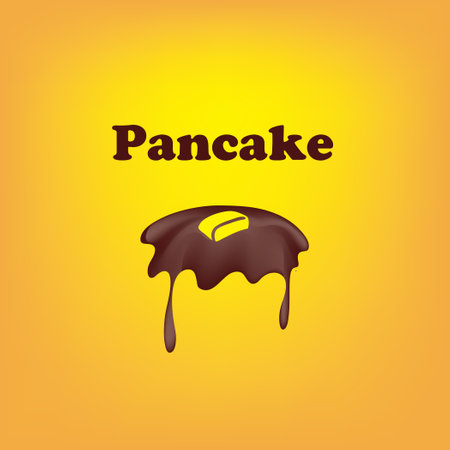 Pancake is a flat-shaped flour product cooked in a frying pan.のイラスト素材