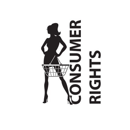 A woman with a shopping basket is positioned as a consumer who must be protectedのイラスト素材