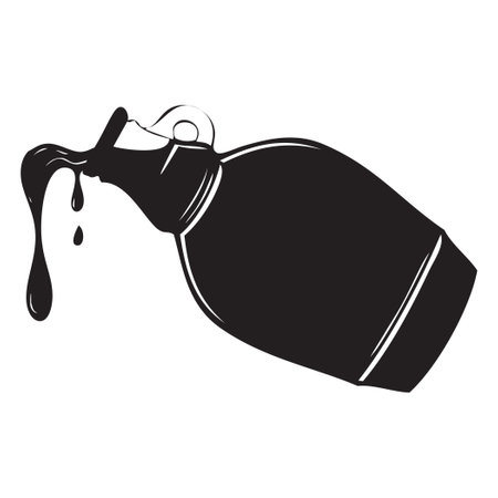 A bottle with maple syrup leaking out. Vector illustration.のイラスト素材