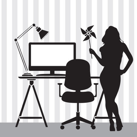 The employee is lounging at the workplace in the office. Vector illustration.のイラスト素材