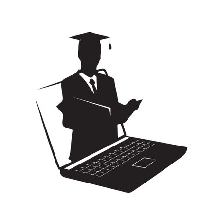 Modern computer technologies allow organizing virtual protection. Virtual lawyer on a laptop.のイラスト素材