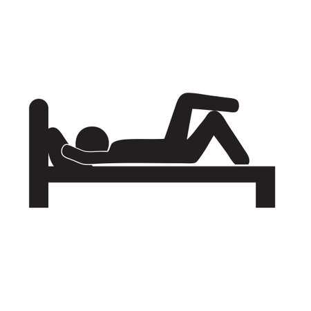 Lie on a bed with a pillow and rest with your legs crossedのイラスト素材