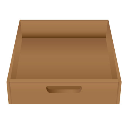 Sliding wooden drawer for small items with a slot for a handのイラスト素材