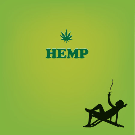 A man is relaxing and legally using cannabis as a drug that alleviates neuropathic diseasesのイラスト素材