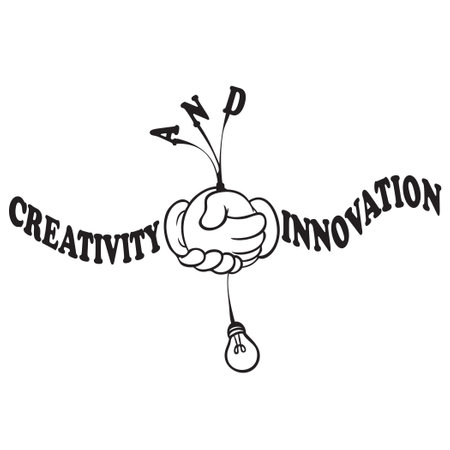 Interactions of creativity and innovation in the format of a handshake and the combination of creative implementationsのイラスト素材