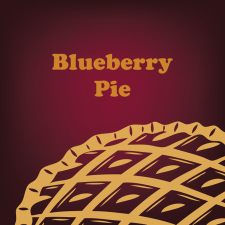 Dessert baked in the form of a pie stuffed with blueberriesのイラスト素材
