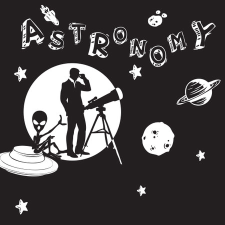 A creative poster dedicated to the science of Astronomy. Vector illustrationのイラスト素材