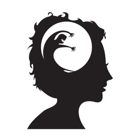 The fear syndrome is in our head. Vector illustration.のイラスト素材
