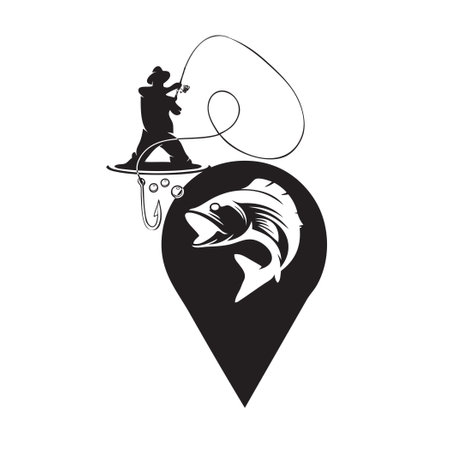 Location designation intended for fishermen. Vector illustration.のイラスト素材