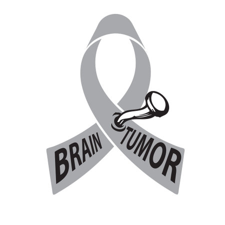 The Brain Tumor symbol is a gray ribbon. Vector illustration.のイラスト素材