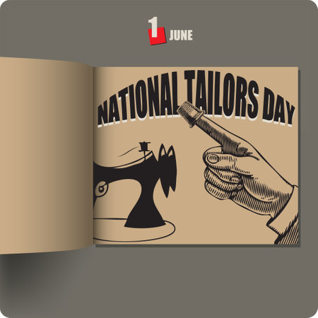 Album spread with a date in June - National Tailors Dayのイラスト素材