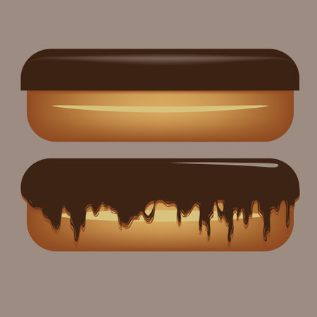 Vector illustration of Chocolate Eclair in two variantsのイラスト素材