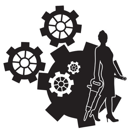 Vector illustration of Women in Engineering positioningのイラスト素材