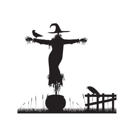 Garden scarecrow in the form of an old witchのイラスト素材