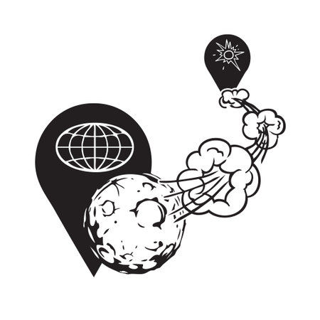 Asteroid movement from one point to another. Vector illustration.のイラスト素材