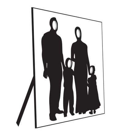 Tantamaresque for a family of four. Tantamaresque is a photo stand.のイラスト素材