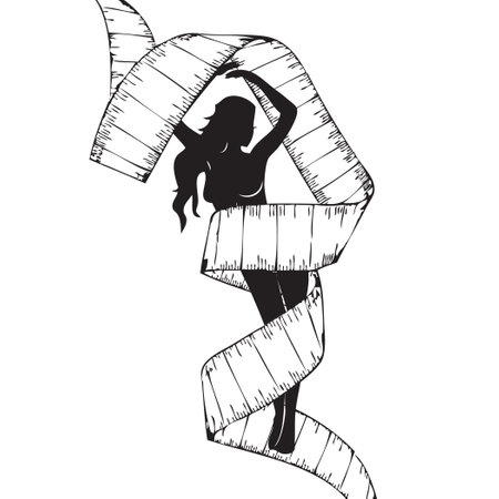Vector illustration of body control using Tape Measureのイラスト素材