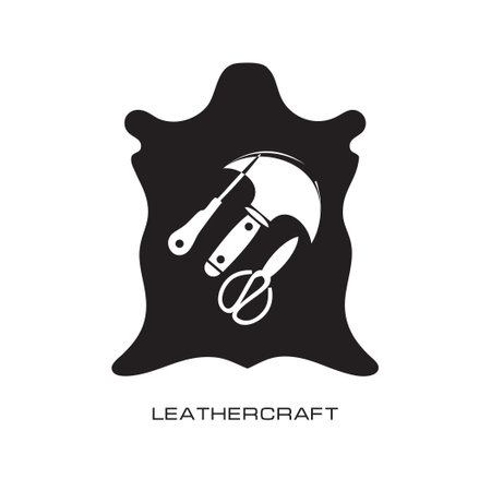 Vector illustration for Leathercraft craft with tools and animal skinのイラスト素材