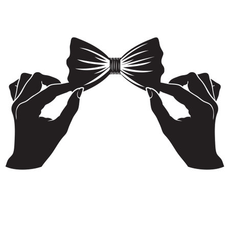 Fix your partner is bow tie with your handsのイラスト素材
