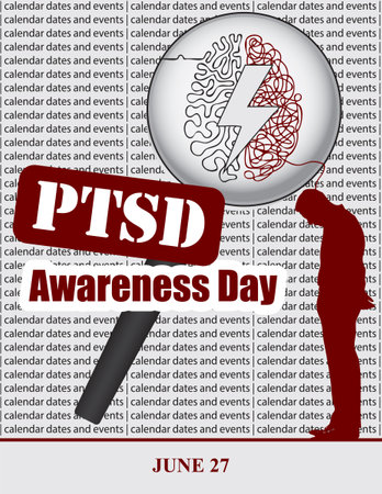 Creative illustration for calendar dates and events in june - PTSD Awareness Dayのイラスト素材