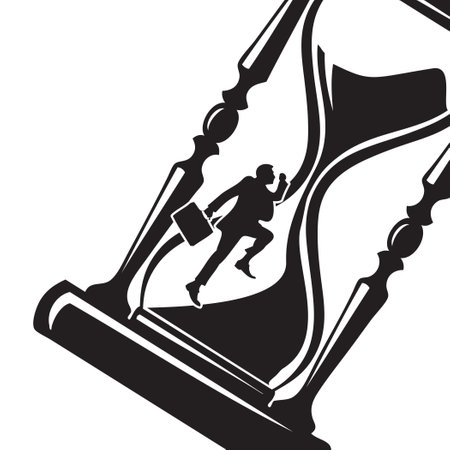 Businessman running in an hourglass to the theme Be Late for Somethingのイラスト素材