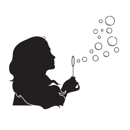 Young woman blowing soap bubblesのイラスト素材