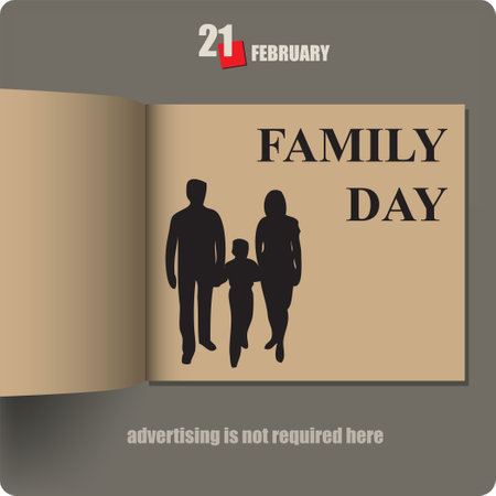 Album spread with a date in February - Family Dayのイラスト素材