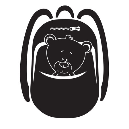 Bear toy in a school backpackのイラスト素材