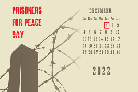 Calendar page with a calendar grid by dates for a holiday event - Prisoners for Peace Dayのイラスト素材