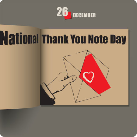 Album spread with a date in December - National Thank You Note Dayのイラスト素材