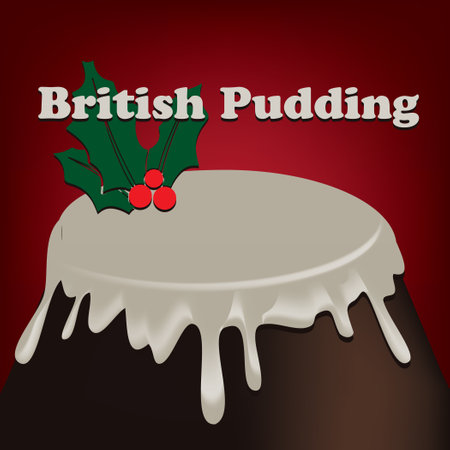 Poster for traditional British Christmas pudding dishのイラスト素材