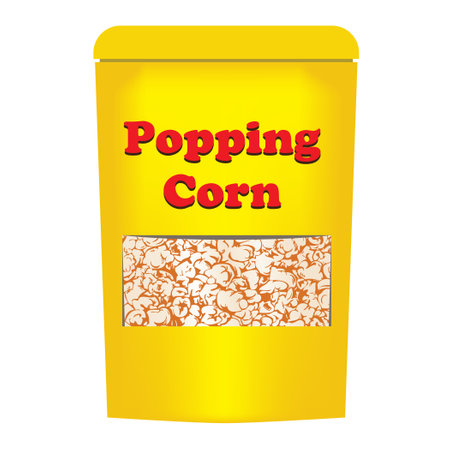 Popping Corn sealed packaging with transparent windowのイラスト素材