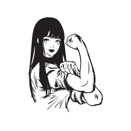 Cheerful active emo girl. Vector illustration.のイラスト素材