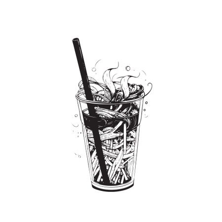 Illustration of Drinking Straw in a glassのイラスト素材