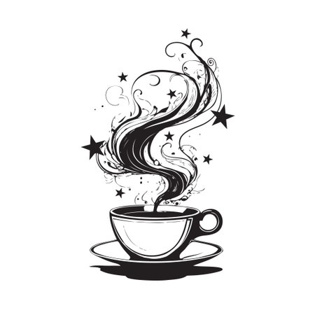 Cup of hot tea on a saucer with rising steamのイラスト素材