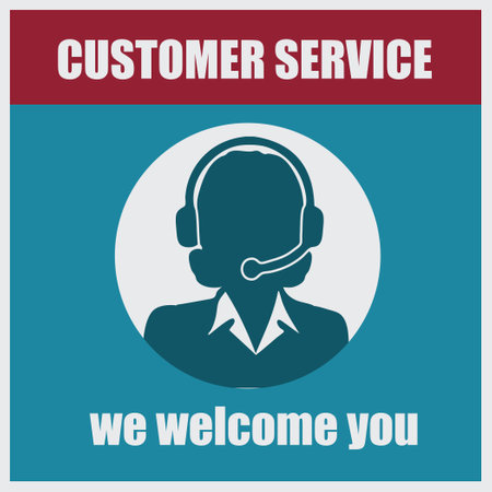 Customer Service banner hand-drawn vector image without AIのイラスト素材
